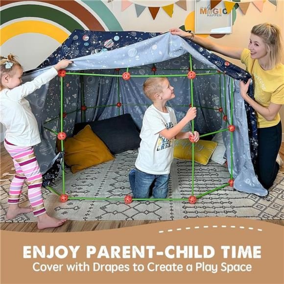 Kids-Fort-Building-Kit-130 Pcs Creative Fort Toy for 5,6,7,8 Years Old Boy Girls - Picture 3 of 6